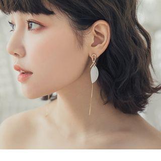 Leaf Drop Earrings White - Gold - F