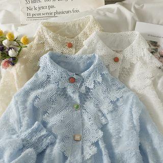 Lace-panel Fringed Loose Shirt
