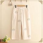 Angel Cloud Embroidered Drawstring Cropped Pants