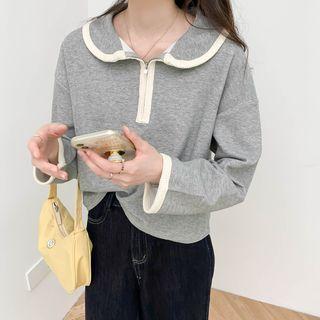 Two Tone Zip Oversize Sweatshirt