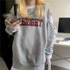 Long-sleeve Printed Cut-out Sweatshirt Gray - One Size