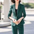 Striped Blazer / Straight Leg Pants / Set
