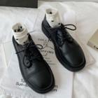 Plain Round-toe Lace-up Faux Leather Shoes