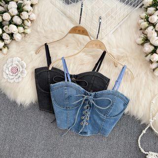 Lace-up Denim Camisoloe Top
