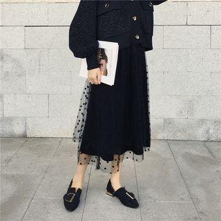 Polka Dot Lace Midi Skirt