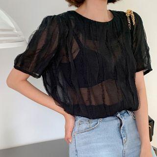 Mesh-trim See-through Top