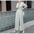 Long-sleeve Wide-leg Jumpuit