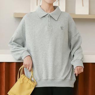 Polo-neck Sweatshirt Gray - One Size