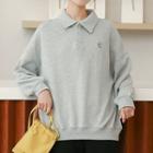 Polo-neck Sweatshirt Gray - One Size