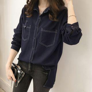 Pocketed Dip Back Shirt