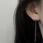 Faux-pearl Threader Earring 1 Pair - White Faux Pearl - Gold - One Size