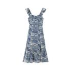 Ruffle Strap Printed A-line Dress