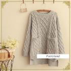 Cable-knit Drop-shoulder Sweater