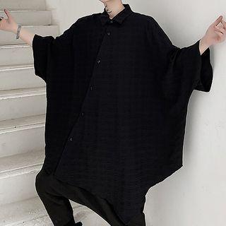 Dolman-sleeve Plain Shirt Black - One Size