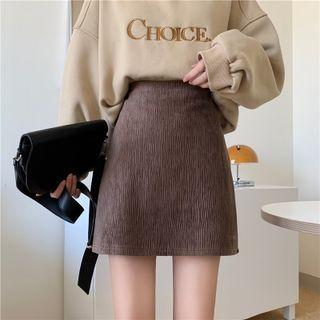 High Waist Plain A-line Mini Knit Skirt