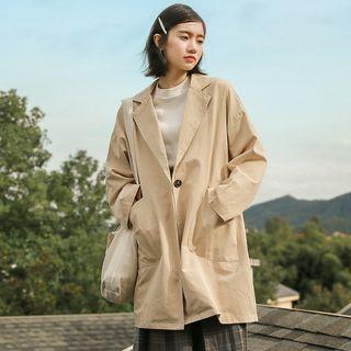 Single Button Coat Khaki - One Size