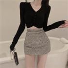 Long-sleeve Top / Mini Skirt