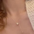 Cat Eye Stone Necklace 1 Pc - Necklace - Gold - One Size