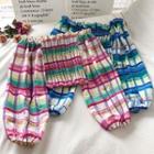 Plaid Off-shoulder Lantern-sleeve Top