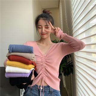 Ruched Front Plain Knit Top