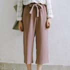 Tie-waist Crop Wide-leg Pants