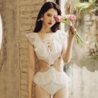 Lace Ruffle Cut-out Swimsuit