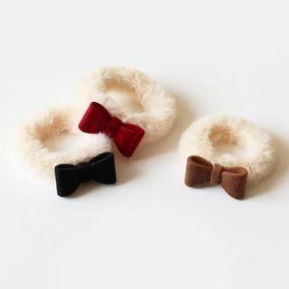Bow Faux Fur Hair Tie