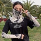 Set: Polka Dot Sun Protection Arm Sleeve + Face Mask Black & White - One Size