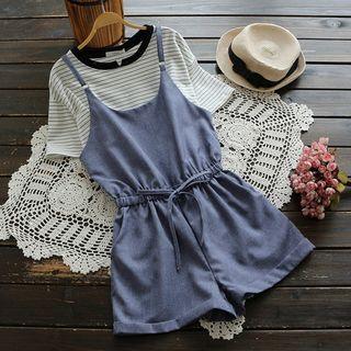 Drawstring Plain Playsuit