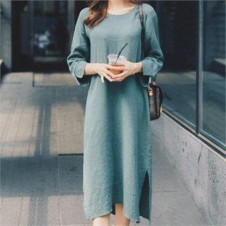 Round-neck Long Textured Dress