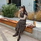 Tie-back Checked Long Overall Dress