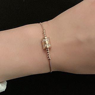 Stainless Steel Rhinestone Bracelet Rose Gold - One Size