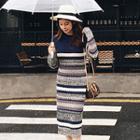 Stripe Long-sleeve Knit Dress