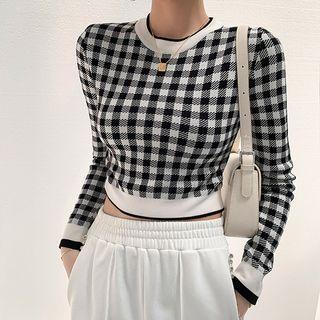 Gingham Knit Crop Top