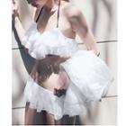 Set: Ruffle Trim Bikini + Lace Cover-up