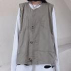 Plain Button-up Cargo Vest