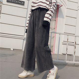 Tie-waist Loose-fit Corduroy Wide-leg Pants