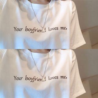 Lettering Loose-fit Short-sleeve T-shirt White - One Size
