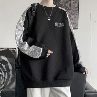 Paisley Print Trim Sweatshirt