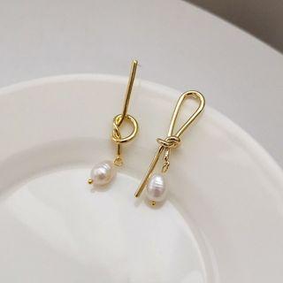 Knot Freshwater Pearl Drop Earring