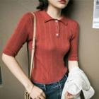 Short-sleeve Knit Collared Top