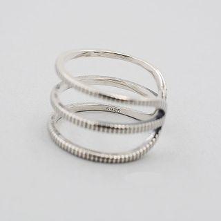 Alloy Layered Ring Ts009 - Copper Plating - Silver - One Size