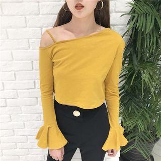 Cold Shoulder Bell-sleeve Crop Top