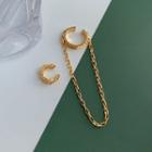 Non-matching Chain Earring 1 Pair - Clip On Earring - Gold - One Size