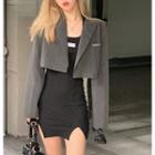 Crop Blazer / Halter-neck Sheath Dress