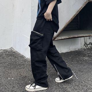 Zip-accent Straight Leg Cargo Pants