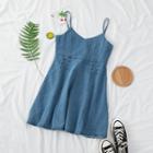 Spaghetti-strap V-neck Denim A-line Dress