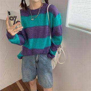 Striped Crew-neck Sweater - 2 Colors