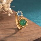Lotus Faux Gemstone Alloy Open Ring Cp387 - Gold - One Size