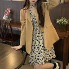 Plain Blazer / Bell-sleeve Floral Print A-line Dress